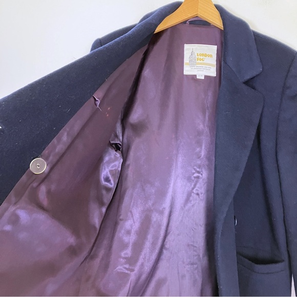 Vintage double breasted pure wool pea coat navy blue London Fog classic chunky - Picture 5 of 9